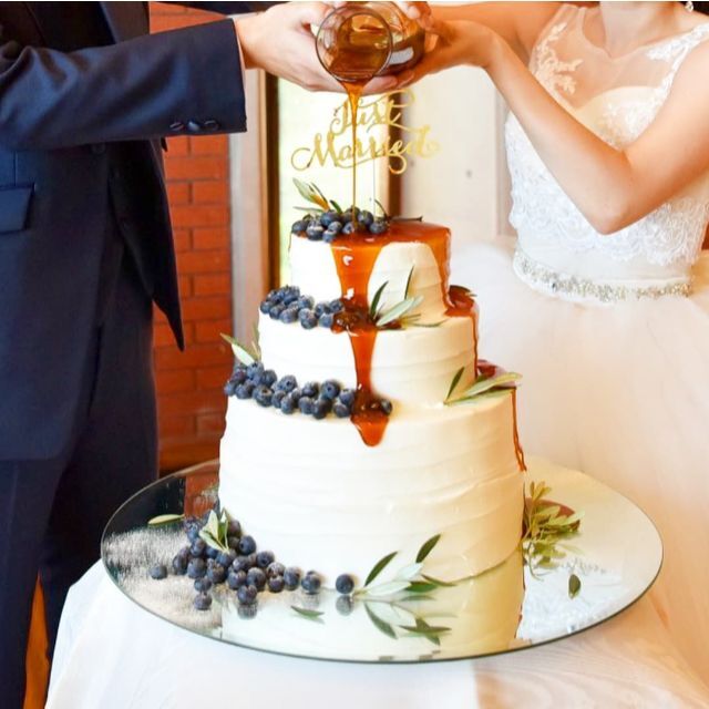 ミラープレート26インチ丸皿アクリルプレート結婚式ウェディングケーキ