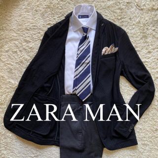 ザラ(ZARA)のZARA  L相当　黒ブラック　テーラード　ビジネス　ビジカジ　ジャケパン(テーラードジャケット)