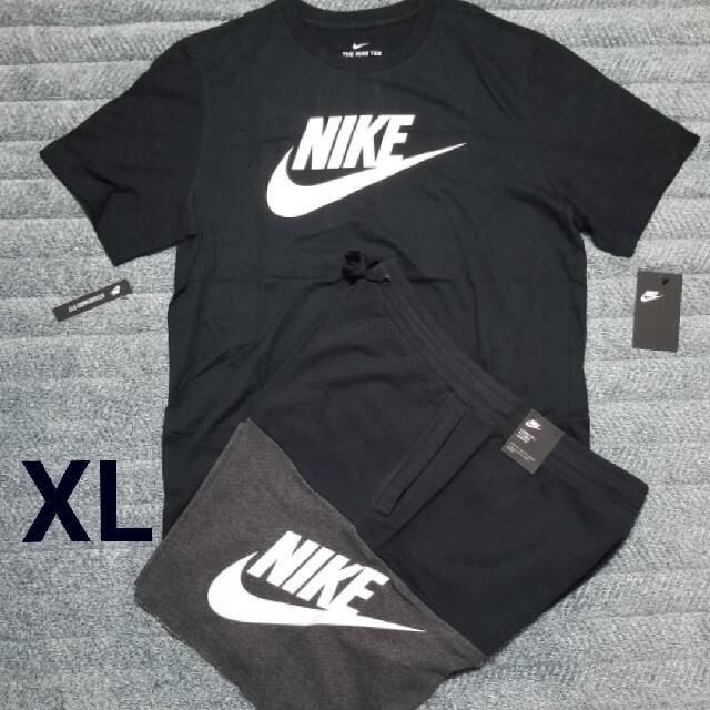 NIKE ナイキロゴ　半袖　tシャツ ハーフパンツ　上下　メンズ　XL ブラック