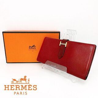 エルメス(Hermes)の週末SALE　エルメス　べアン　長財布　財布　赤　レッド　ゴールド金具　□G刻印(財布)