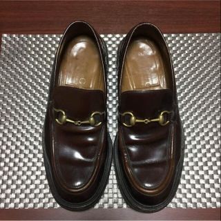 グッチ(Gucci)のグッチ ビット メンズ レザー ローファー 40 ブラウン25㎝(ドレス/ビジネス)