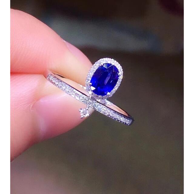 0.88ct 天然 サファイア デザイン ダイヤモンドリングの通販 by 天然石