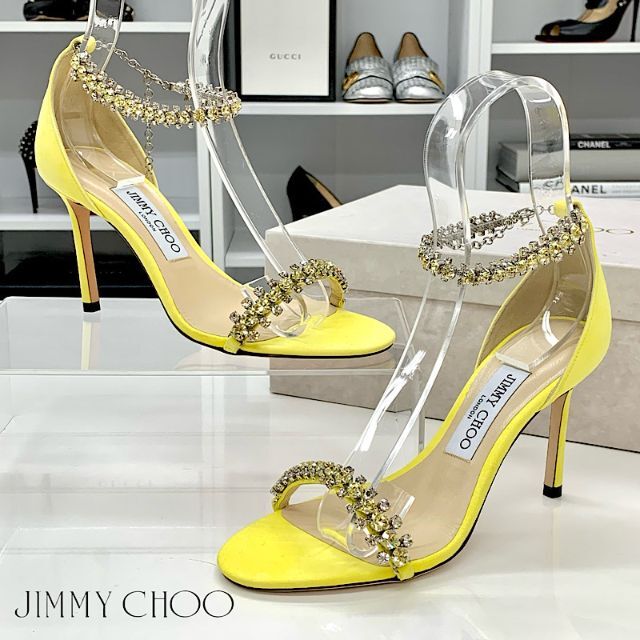 本店は JIMMY CHOO サンダル アンクルストラップ ビジュー スエード