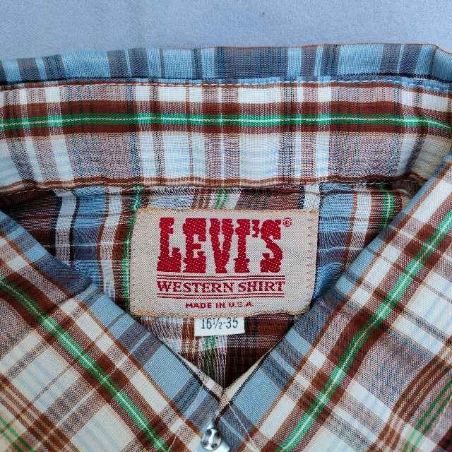 Levi's(リーバイス)の70s リーバイス チェックウエスタンシャツ アメリカ製 ライトネル メンズのトップス(シャツ)の商品写真