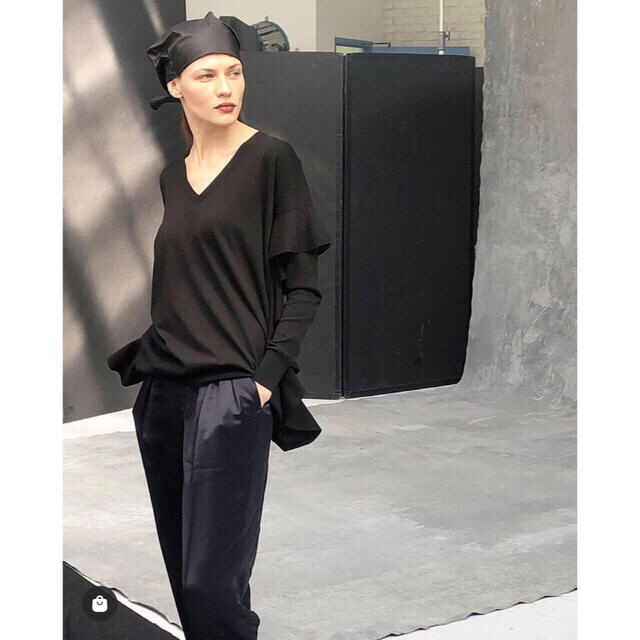 ドロップシ Drawer - Drawer*21SS 18GコットンVネックフリルニット