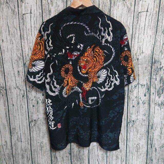 DOG TOWN - 90sDogtown黒龍アロハシャツ虎龍ドッグタウン古着美品