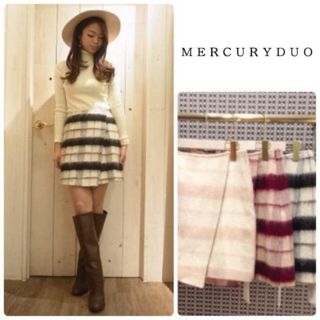 マーキュリーデュオ(MERCURYDUO)の値下げ‼️美品‼️MERCURYDUO♡シャギーチェックラップスカート(ミニスカート)