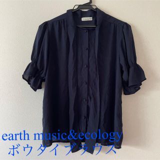 アースミュージックアンドエコロジー(earth music & ecology)のearth music&ecology ボウタイブラウス ネイビー(シャツ/ブラウス(半袖/袖なし))