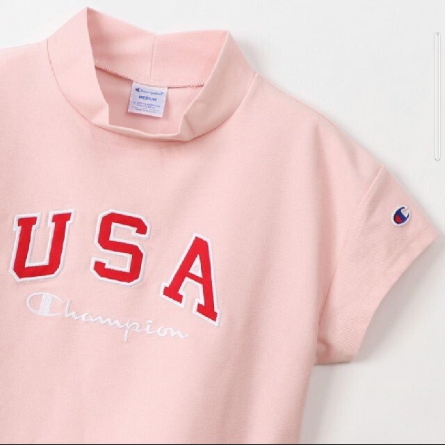 新品 L champion golf mockneck shirt pink