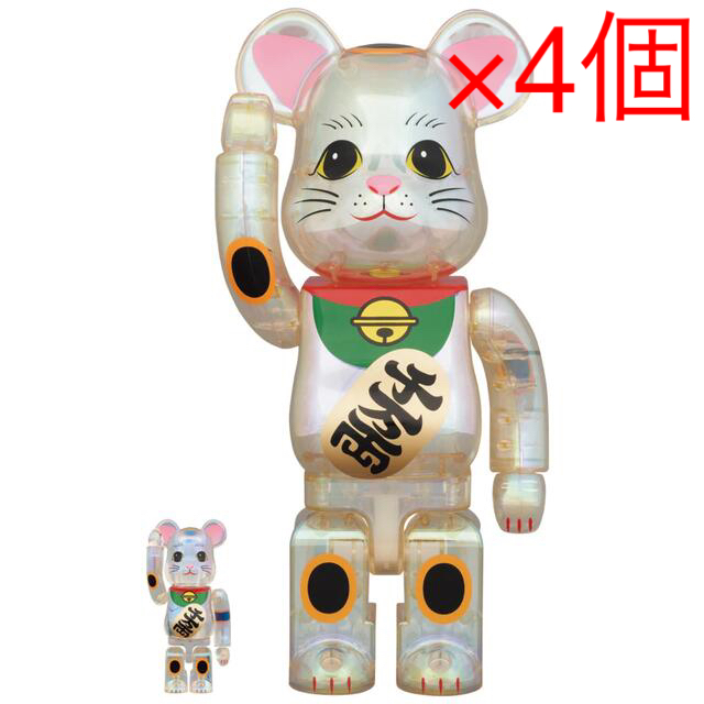 MEDICOM TOY(メディコムトイ)のBE@RBRICK 招き猫 透明メッキ 100％ & 400％ エンタメ/ホビーのフィギュア(その他)の商品写真