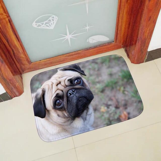 ラグカーペット ラグマット 40x60cm PUG玄関マット．パグ雑貨