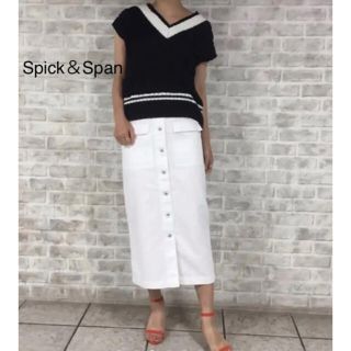 スピックアンドスパン(Spick & Span)の新品未使用　ヘリンボンWポケットペンシル　スカート(ロングスカート)