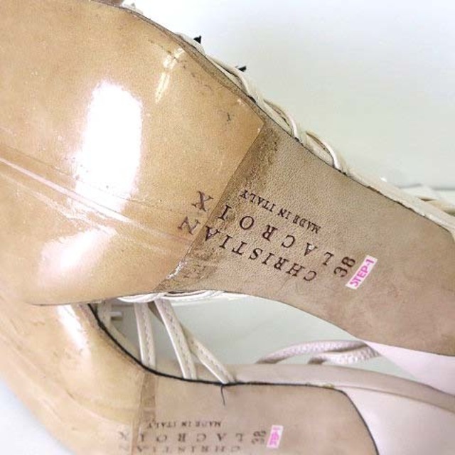 Christian Lacroix(クリスチャンラクロワ)のクリスチャンラクロワ サンダル ハイヒール コサージュ ベージュ 24.0cm レディースの靴/シューズ(サンダル)の商品写真