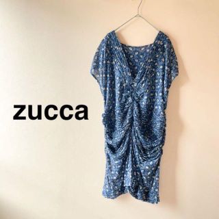 ズッカ(ZUCCa)のzuccaズッカ✨たっぷりギャザーのデザインワンピース 花柄　M(ひざ丈ワンピース)