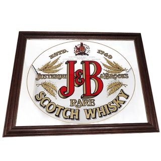 美品 J&B レア 鏡 JB スコッチ ウィスキー パブミラー　約45.5×35(壁掛けミラー)