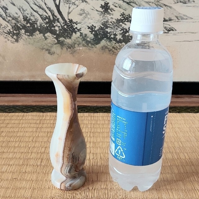 【昭和レトロ】花瓶 大理石 ベージュ系
