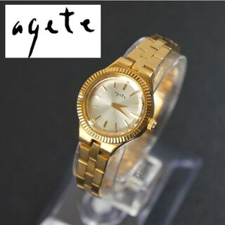 agete - 【稼働品】agete 　レディース腕時計 　ゴールド　電池交換済 ケース付