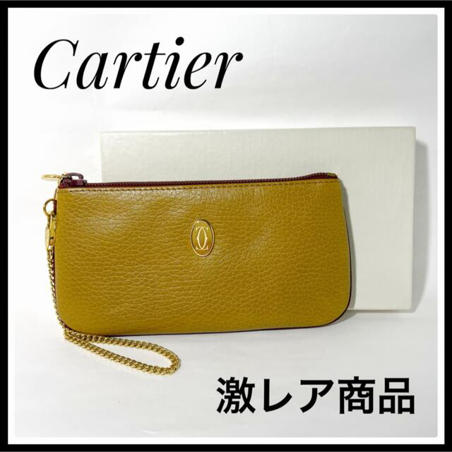 Cartier(カルティエ)の【新品・激レア】カルティエ  チェーンポーチ マストライン マスタード ゴールド レディースのファッション小物(ポーチ)の商品写真