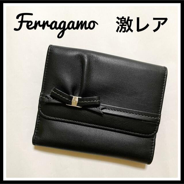 新品未使用】 フェラガモ 二つ折り財布 折りたたみ財布 ブラック