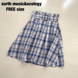 アースミュージックアンドエコロジー(earth music & ecology)のearth music&ecology マドラスフレアースカート チェック(ひざ丈スカート)