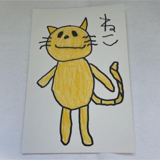 子供の絵　ねこ　ハガキサイズ　グレー•自閉症スペクトラム•ADHD(アート/写真)