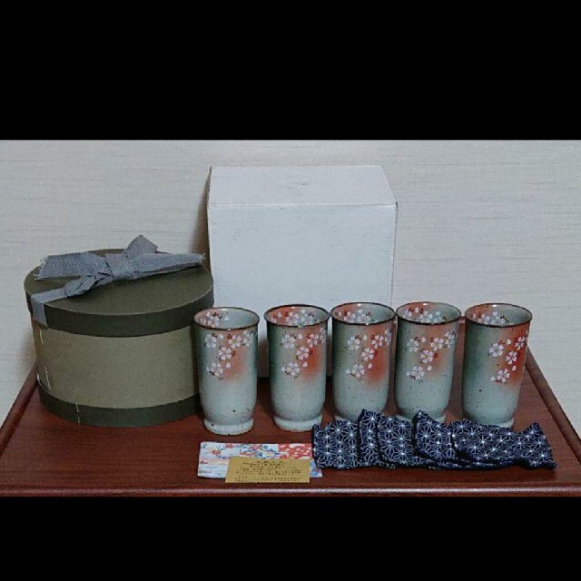 有田焼ろせん湯飲み5客・コースター5枚セットの通販 by ひつじ's 有田焼ろせん湯飲み5客・コースター5枚セットの通販 by ひつじ's