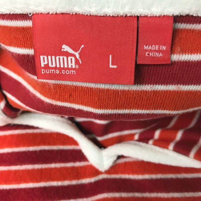 PUMA(プーマ)の【人気】プーマ ボーダー 半袖 シャツ パイル生地 サイズL レディース レディースのトップス(シャツ/ブラウス(半袖/袖なし))の商品写真