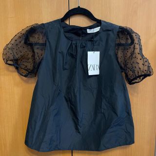 ザラキッズ(ZARA KIDS)のZara Kids 袖チュールレースブラウス　164センチ　未使用品(ブラウス)