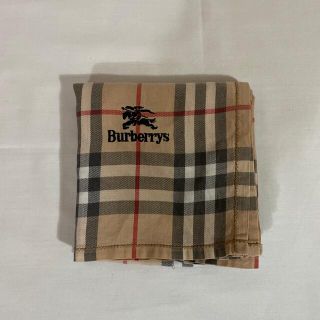 バーバリー(BURBERRY)のBurberrys ハンカチ　ベージュチェック　中古品　ホース刺繍　#1869(ハンカチ)