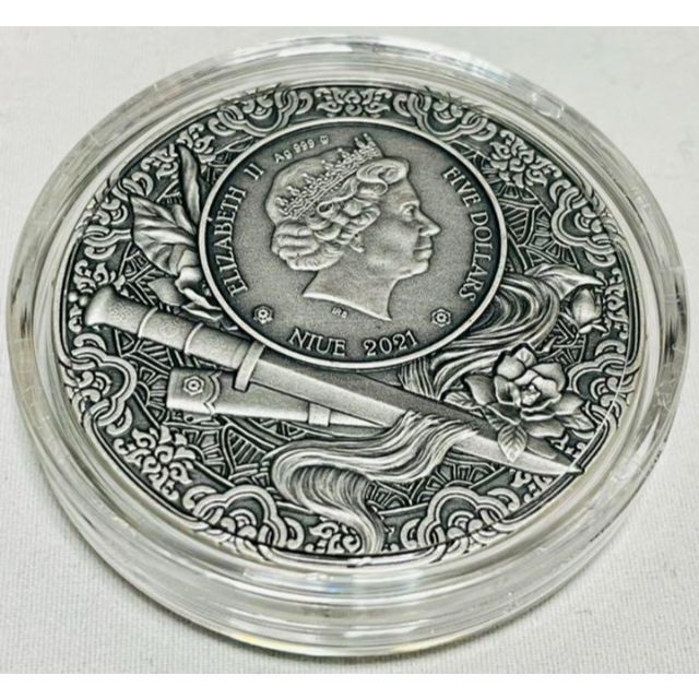 ニウエ ムーラン 花木蘭 5ドル 2oz 大型銀貨 2021 木製箱&COA付 愛用