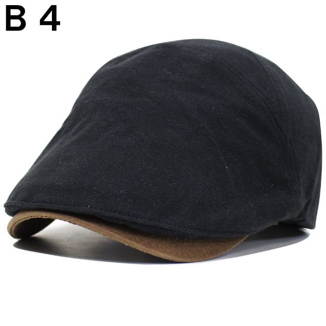 帽子 メンズ レディース シンプル 無地 ハンチング B4　ブラック メンズの帽子(ハンチング/ベレー帽)の商品写真