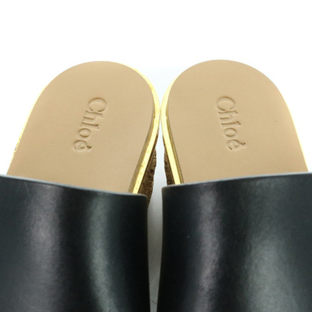 Chloe(クロエ)のクロエ カミーユ ウエッジソールサンダル レザー 36 23cm 黒 べージュ レディースの靴/シューズ(サンダル)の商品写真