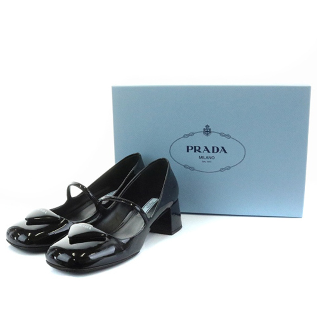 PRADA(プラダ)のプラダ パンプス スクエアトゥ ストラップ 36.5 23.5cm 黒 レディースの靴/シューズ(ハイヒール/パンプス)の商品写真