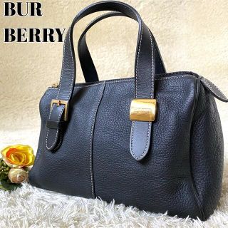 バーバリー(BURBERRY)の【美品】バーバリー ハンドバッグ ノバチェック ゴールド金具 レザー ブラック(ハンドバッグ)