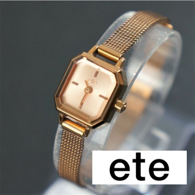 ete - 【稼働品】ete レディース腕時計 1Pダイヤ 電池交換済 メッシュ