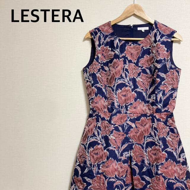 逆輸入 レステラ LESTERA 花柄ジャガード膝丈ワンピース M ひざ丈 ...