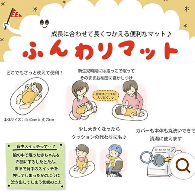 西松屋(ニシマツヤ)のふんわりクッション　背中スイッチクッション キッズ/ベビー/マタニティの寝具/家具(ベビー布団)の商品写真