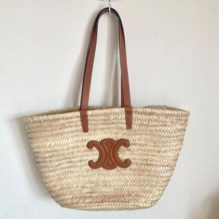 セリーヌ(celine)のご専用　CELINE トリオンフ　カゴバッグ　ラフィア　ミディアム　セリーヌ(かごバッグ/ストローバッグ)