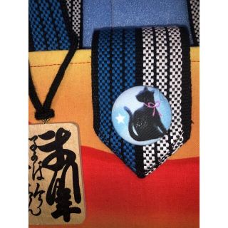 272. にゃんこ手ぬぐいリメイクトートバッグ(内ポケット有り)夕日ねこ
