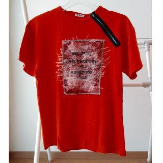 Tシャツ　オレンジ　プリント　アクセント(Tシャツ(半袖/袖なし))