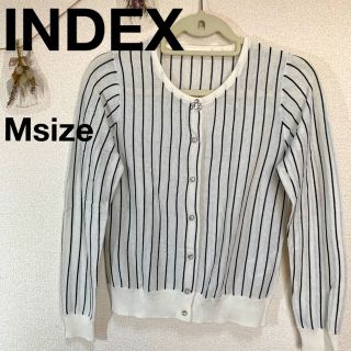 インデックス(INDEX)の【美品】INDEXサマーニットカーディガン  Msize  ホワイト(カーディガン)