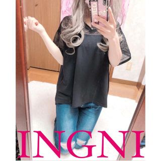 イング(INGNI)の4717.INGNI デコルテシースルー ボーダー Tシャツ(Tシャツ(半袖/袖なし))