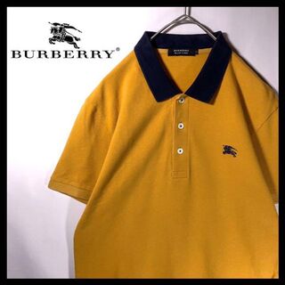 バーバリーブラックレーベル(BURBERRY BLACK LABEL)のバーバリーブラックレーベル  ポロシャツ 半袖 マスタード カラシ色 刺繍ロゴ(ポロシャツ)