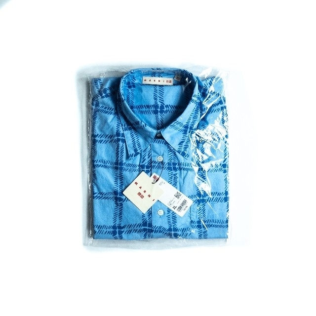 オンライン完売品 ユニクロ マルニ オーバーサイズプリントシャツ 長袖 ブルー