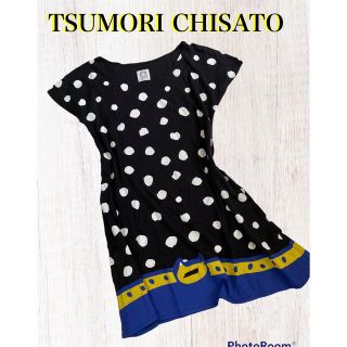 ツモリチサト(TSUMORI CHISATO)の未使用　ツモリチサト　Tシャツ　ワンピース　ミニワンピ　ドット柄　ネコ柄(ひざ丈ワンピース)