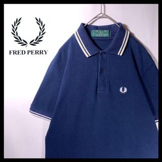 フレッドペリー(FRED PERRY)の90s 古着 FREDPERRY フレッドペリー ライン ポロシャツ ネイビー(ポロシャツ)