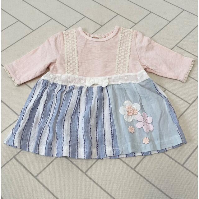 Souris(スーリー)のスーリー☆七分袖チュニック90cm キッズ/ベビー/マタニティのキッズ服女の子用(90cm~)(Tシャツ/カットソー)の商品写真