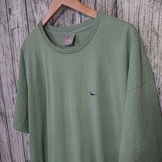 ナイキ超ビッグサイズNIKETシャツ刺繍ワンポイントグリーン緑