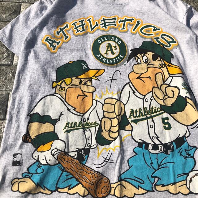 US古着 Tシャツ 90s アスレチックス グレー Lサイズ メンズのトップス(Tシャツ/カットソー(半袖/袖なし))の商品写真