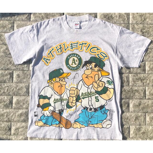 US古着 Tシャツ 90s アスレチックス グレー Lサイズ メンズのトップス(Tシャツ/カットソー(半袖/袖なし))の商品写真